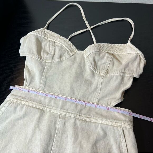Mustard Seed Women’s Open Back Denim Romper Cream Small NWT - Picture 11 of 13